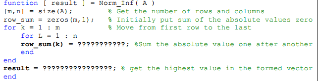 Solved Write a matlab function to calculate [[A]] infinity | Chegg.com