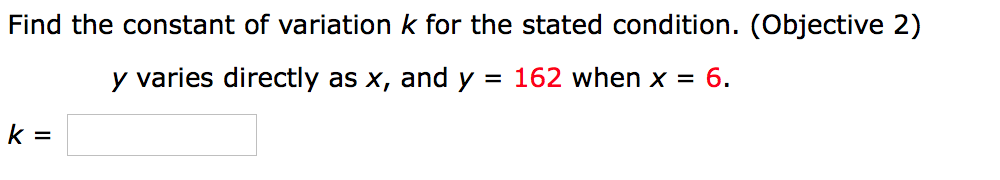 Solved Find the constant of variation k for the stated | Chegg.com