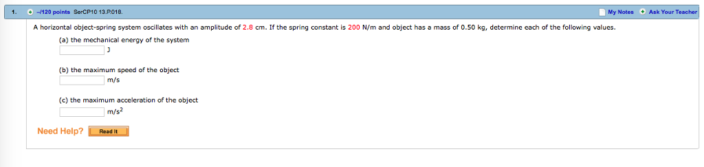 Solved A horizontal object-spring system oscillates with an | Chegg.com