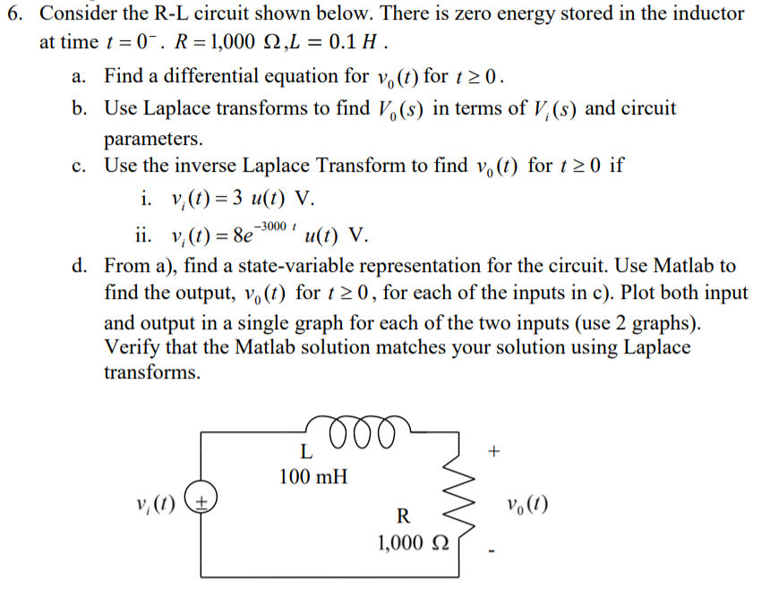 Solved 6. Consider The R-L Circuit Shown Below. There Is | Chegg.com