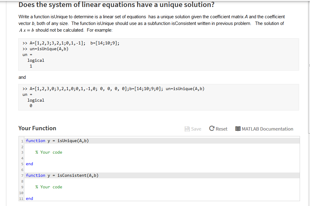 Solved Does the system of linear equations have a unique | Chegg.com
