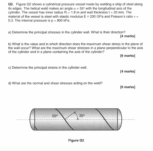 Solved 02. Figure Q2 shows a cylindrical pressure vessel | Chegg.com