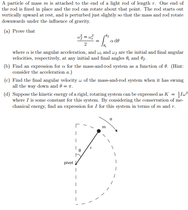 Solved A particle of mass m is attached to the end of a | Chegg.com