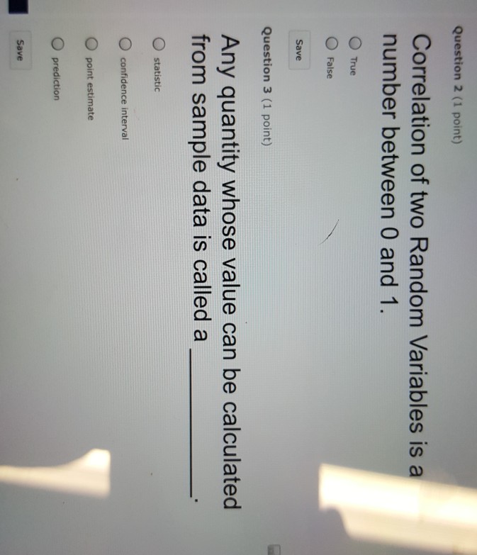 Solved Question 2 (1 point) Correlation of two Random | Chegg.com