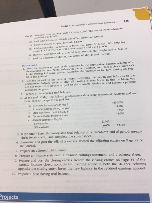 Solved 265 for Merchandising Businesses Chapter 5 Accounting | Chegg.com