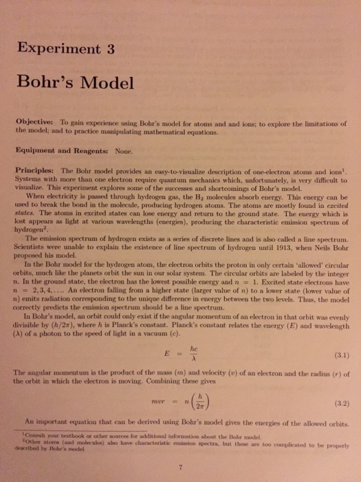 bohr experiment description