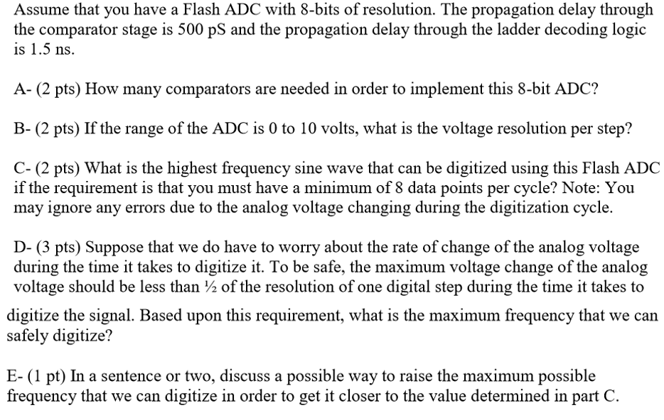 Solved Assume that you have a Flash ADC with 8-bits of | Chegg.com