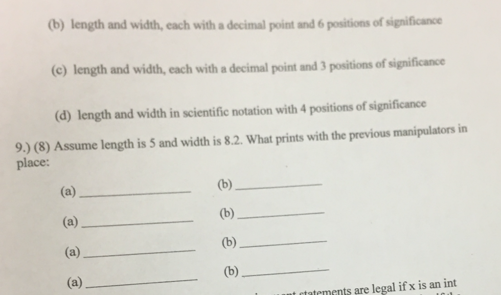 Solved (b) Length And Width, Each With A Decimal Point And 6 | Chegg.com