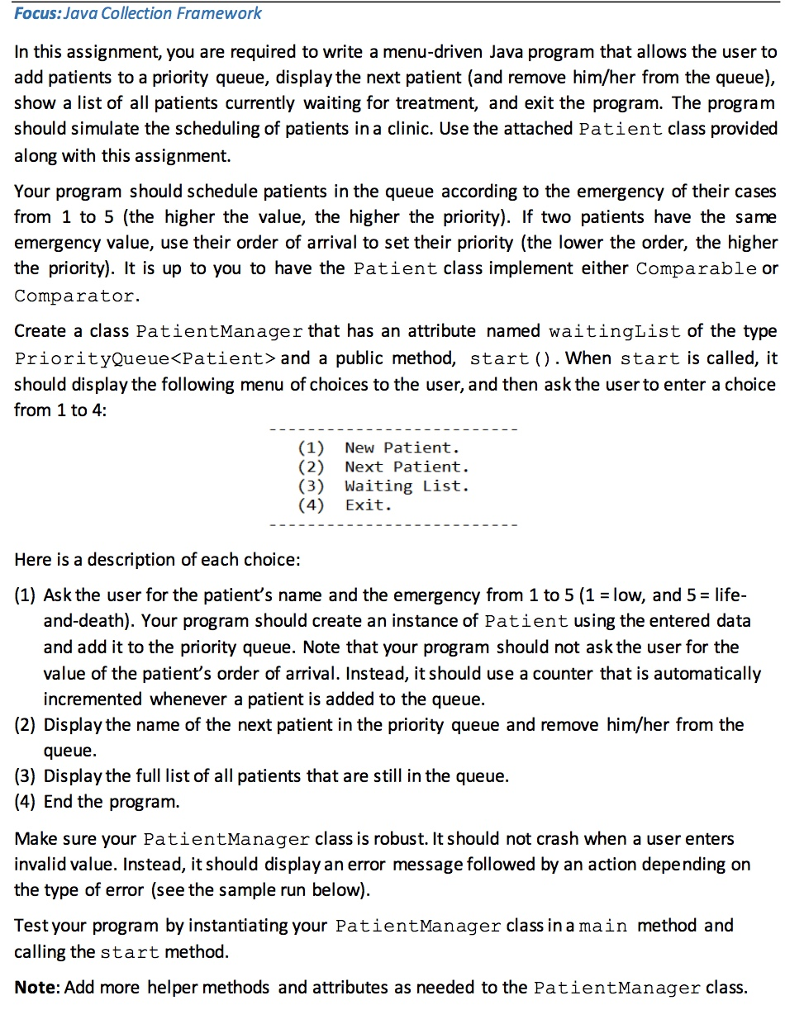 Solved Focus: Java Collection Framework In this assignment, | Chegg.com