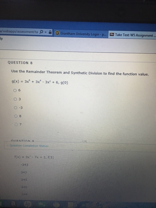 Solved Assessment ta G Grantham University Login P IWTake Chegg