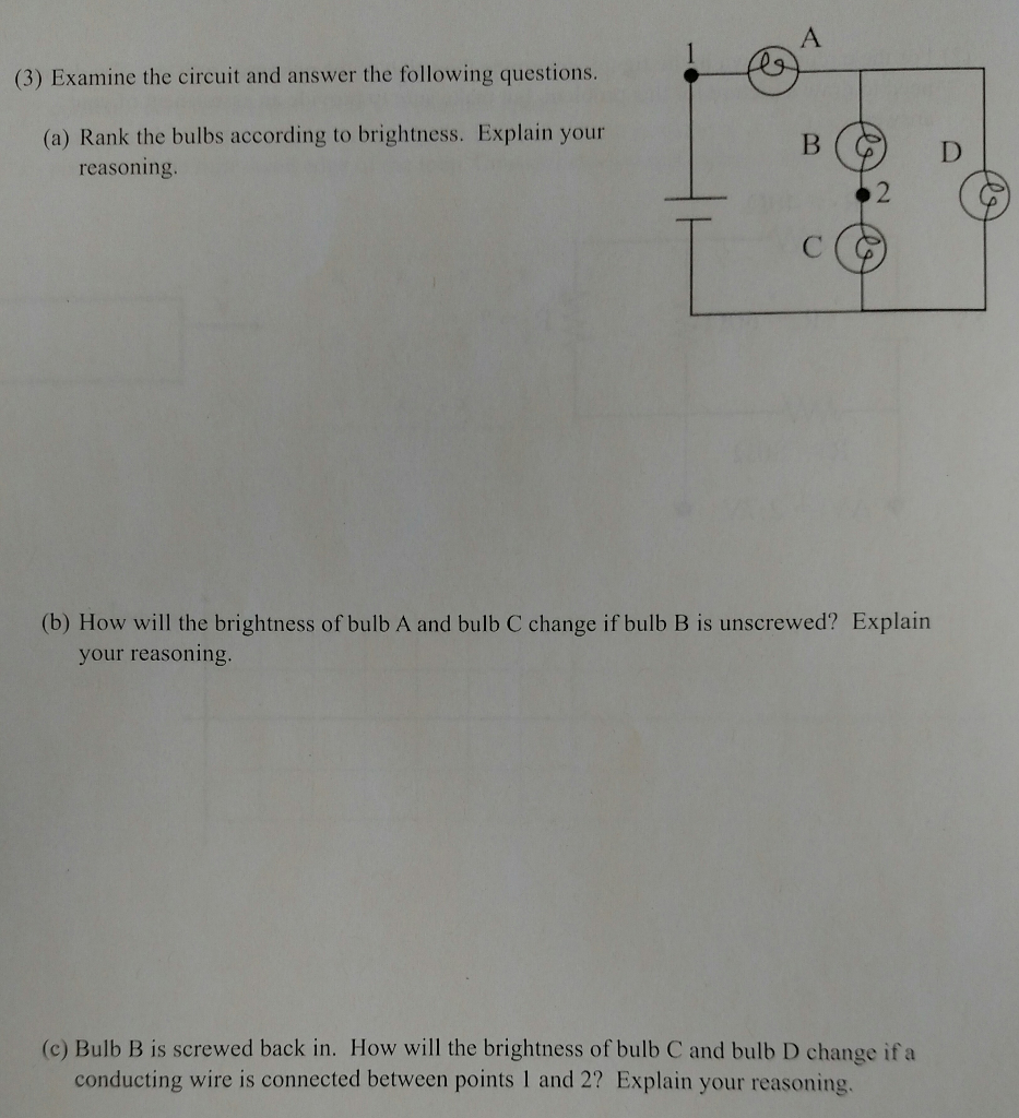 Solved Examine the circuit and answer the following | Chegg.com