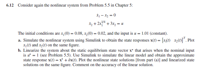Solved 6.12 Consider again the nonlinear system from Problem | Chegg.com