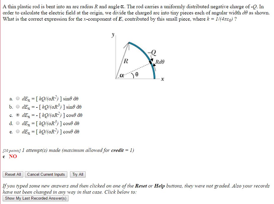 Solved A thin plastic rod is bent into an are radius R and