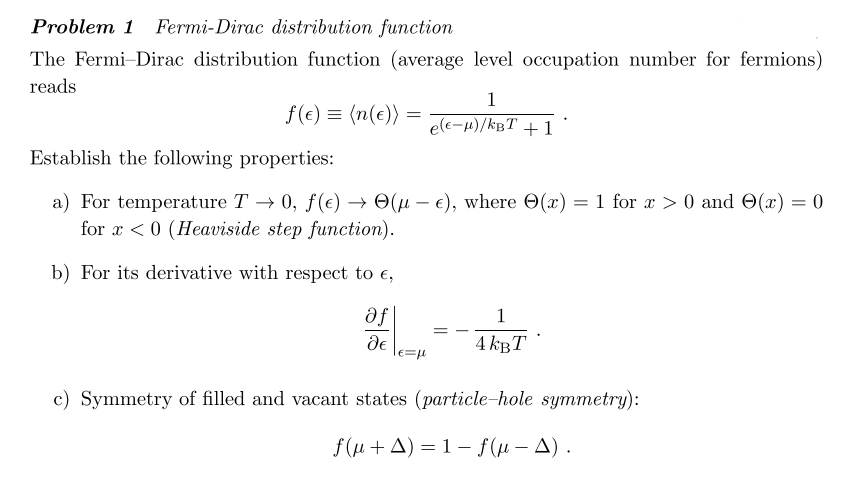 Fermi-Dirac Distribution Function The Fermi-Dirac | Chegg.com