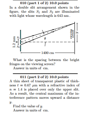 Solved In a double slit arrangement shown in the figure, the | Chegg.com