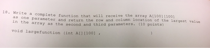 Solved Write a complete function that will receive the array | Chegg.com