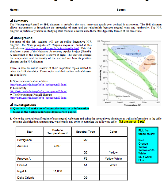  DIAGRAM Student Exploration Hr Diagram MYDIAGRAM ONLINE