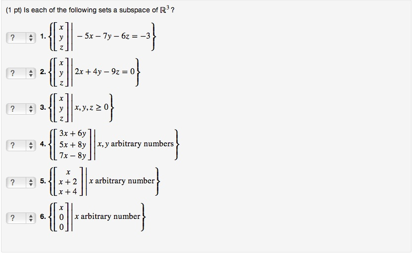 Solved Is each of the following sets a subspace of R3 ? | Chegg.com