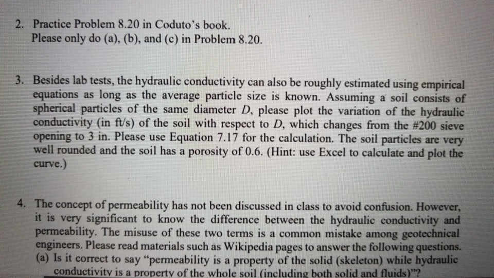 Solved 2. Practice Problem 8.20 in Coduto's book Please only | Chegg.com