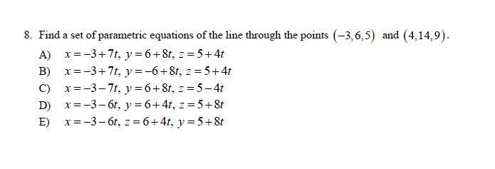 Solved Find a set of parametric equations of the line | Chegg.com