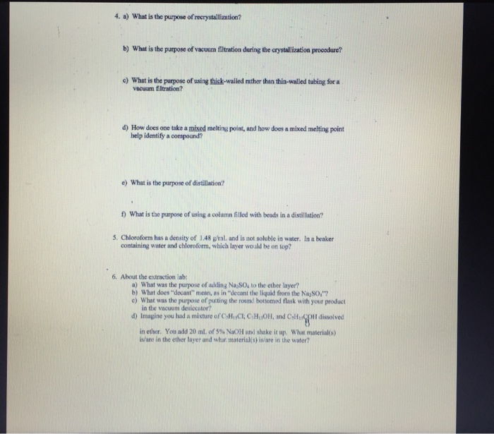 Solved What is the purpose of recrystallization? What is