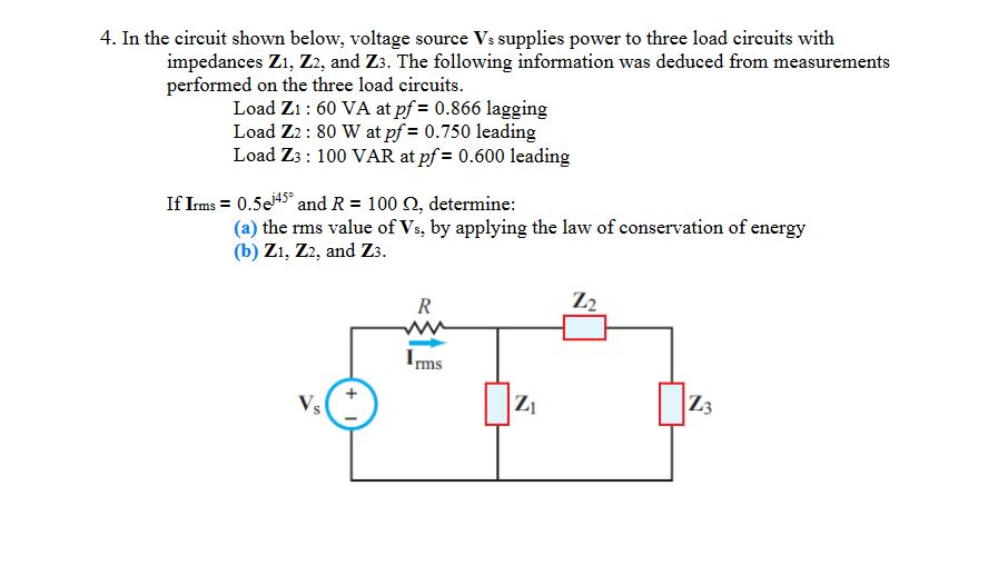Solved 4. In the circuit shown below, voltage source Vs
