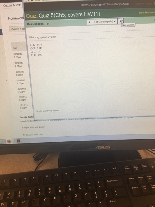 Solved What is z_alpha/2 when alpha = 0.01? 2.575 1.645 2.33