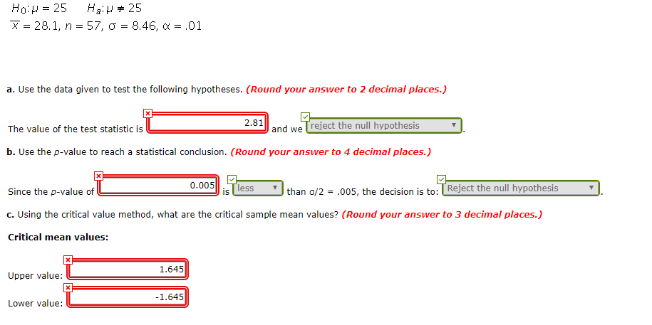 Solved X-28.1, N-57, ?-8.46, ?-.01 A. Use The Data Given To | Chegg.com