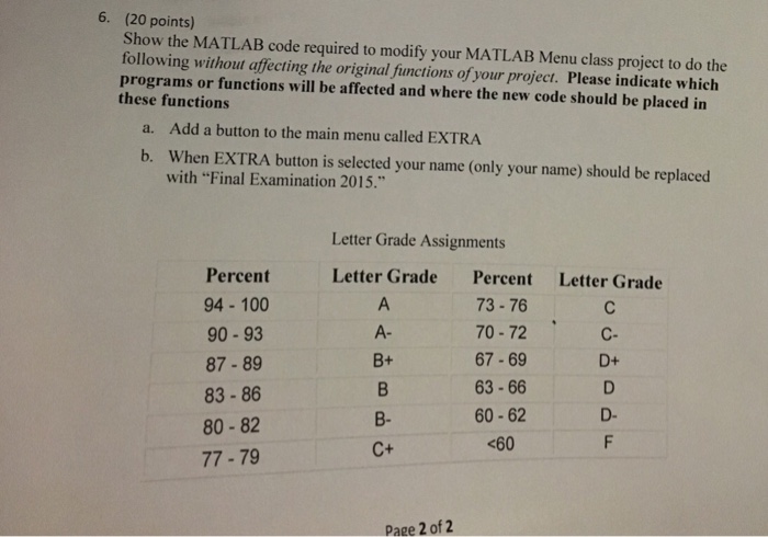 Show the MATLAB code required to modify your MATLAB | Chegg.com