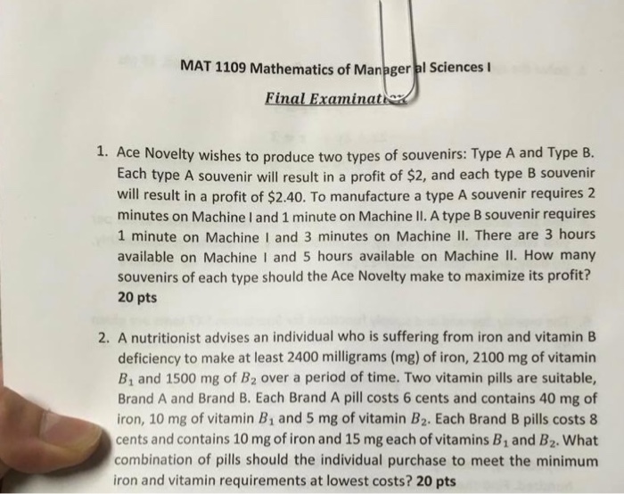 Solved Ace Novelty wishes to produce two types of souvenirs