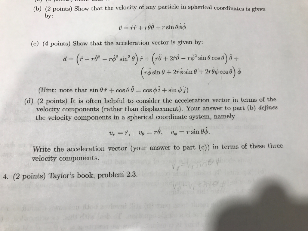 Solved Show that the velocity of any particle in spherical | Chegg.com