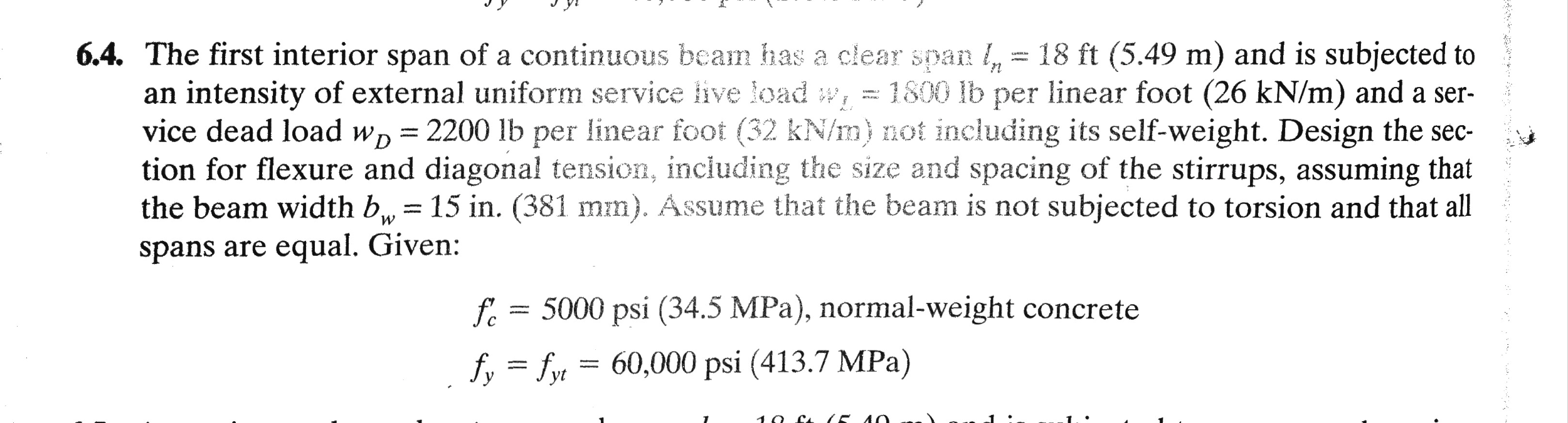 The first interior span of a continuous beam has a | Chegg.com