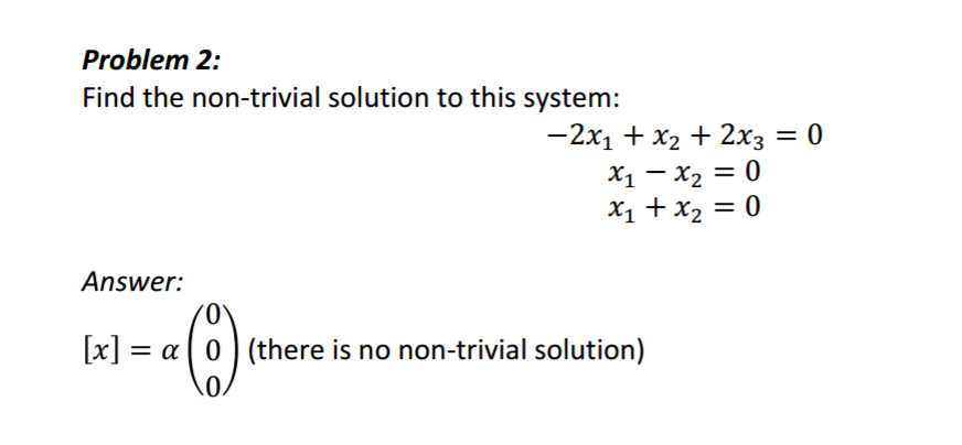 trivial solution