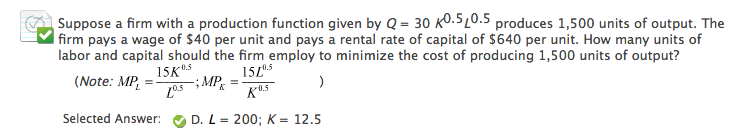 Solved Suppose a firm with a production function given by Q | Chegg.com