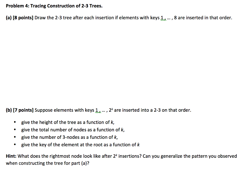 solved-problem-4-tracing-construction-of-2-3-trees-a-8-chegg