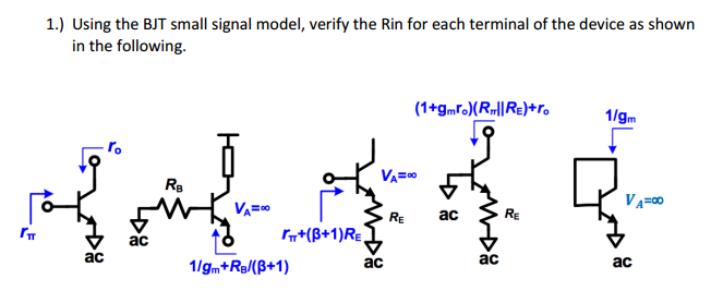 Solved Using the BJT small signal model, verify the Rin for | Chegg.com