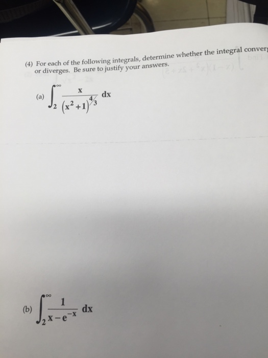 Solved For each of the following integrals, determine | Chegg.com