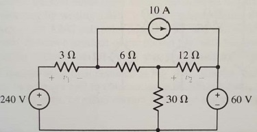 Solved a) Determine the voltages v1 and v2 as labeled in the | Chegg.com