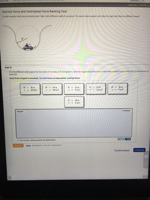 Solved Normal Force and Centripetal Force Ranking Task A | Chegg.com