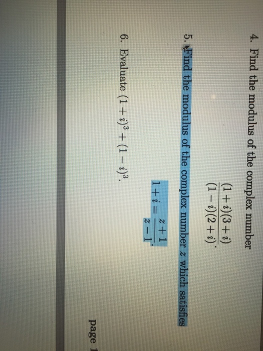 how to find modulus of two complex numbers