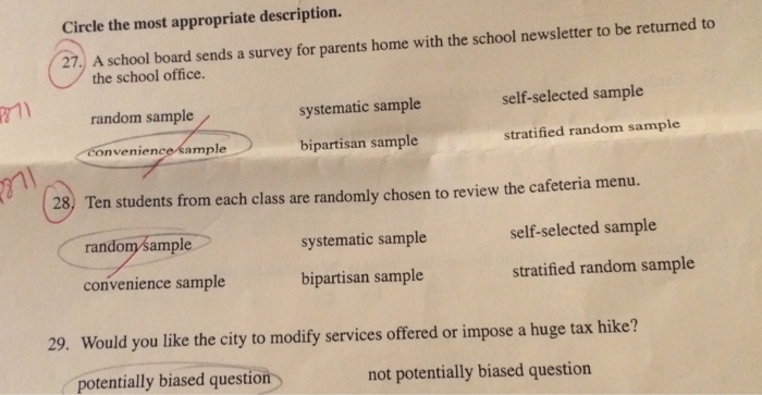 Solved Circle the most appropriate description. returned to | Chegg.com