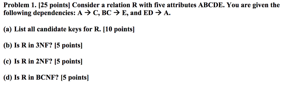 Solved Problem 1. [25 points] Consider a relation R with | Chegg.com