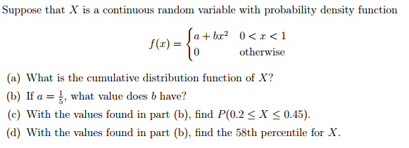 Solved Suppose that X is a continuous random variable with | Chegg.com