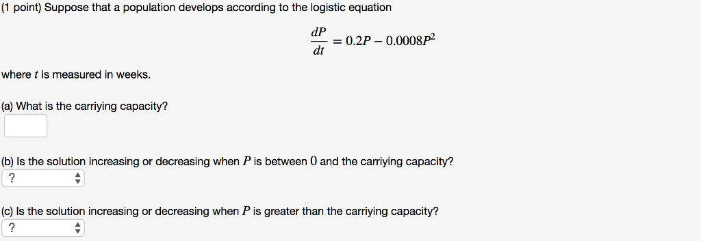 Solved (1 point) Suppose that a population develops | Chegg.com