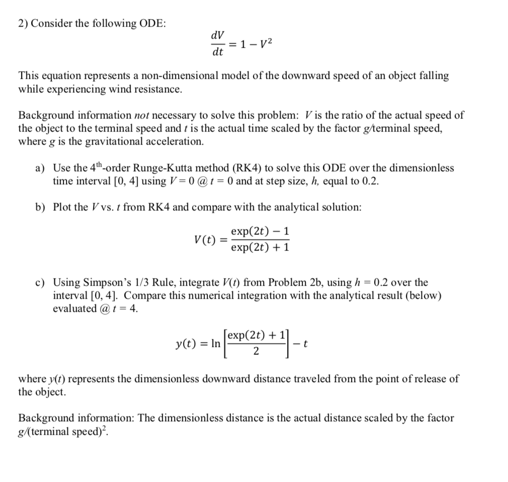 Solved Solve The Following ODE Using 4th Order Runge-Kutta | Chegg.com