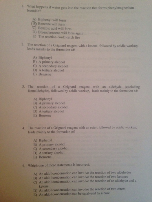 Solved What happens if water gets into the reaction that