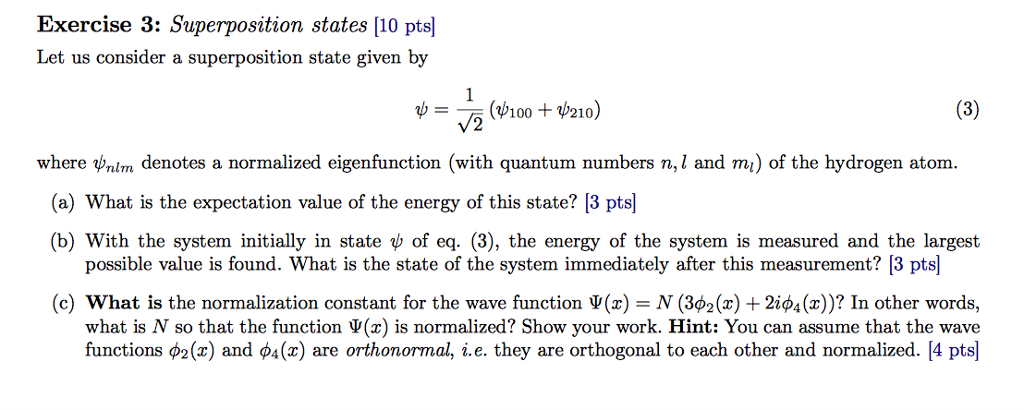 Solved Let us consider a superposition state given by Psi = | Chegg.com