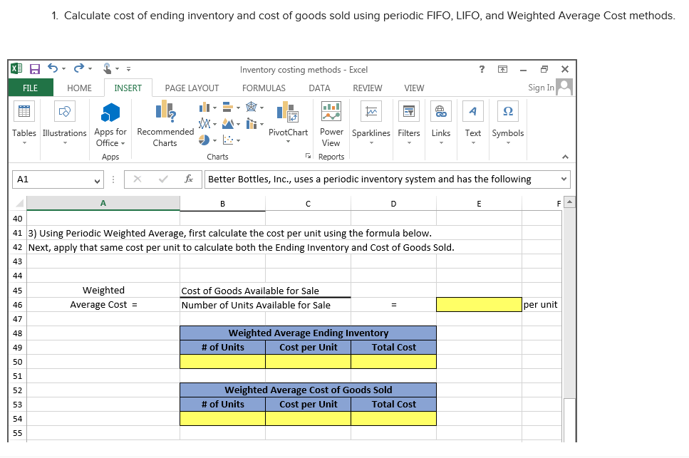 ending inventory formula without cost of goods sold