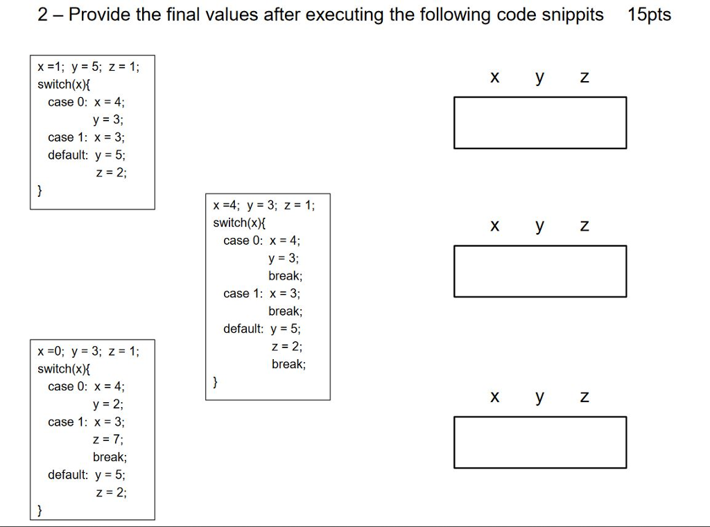 Solved Provide the final values after executing the | Chegg.com