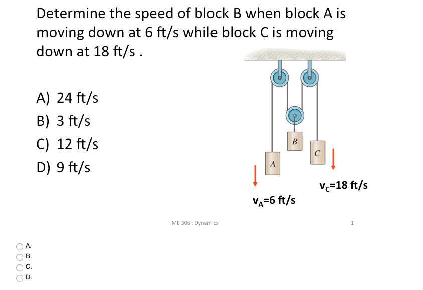 Determine The Speed Of Block B When Block A Is Moving | Chegg.com